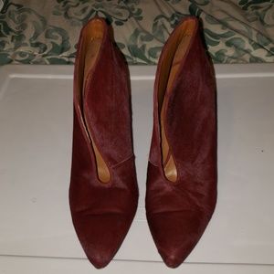 Burgundy Peek a boo platform wedge